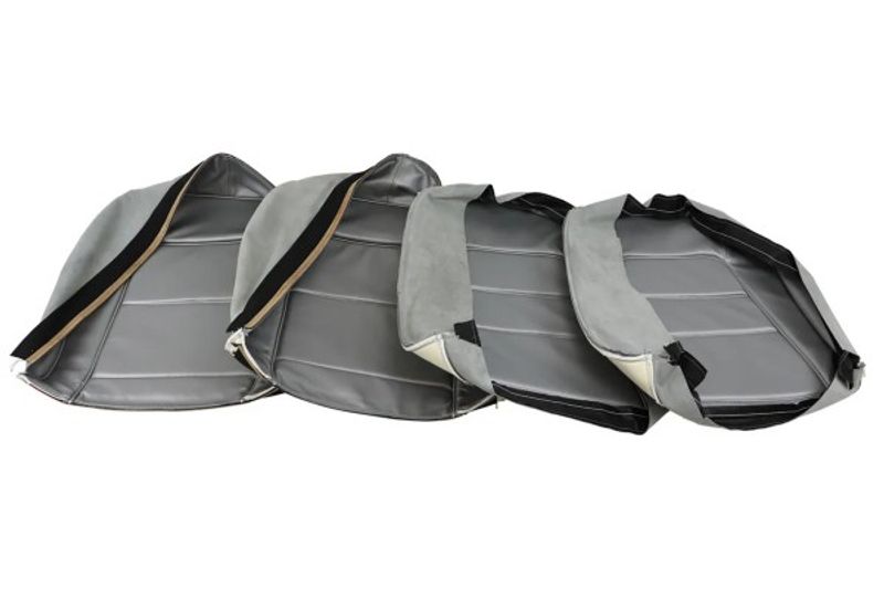 1965 CORVETTE REPRODUCTION LEATHER SEAT COVER SET SILVER
